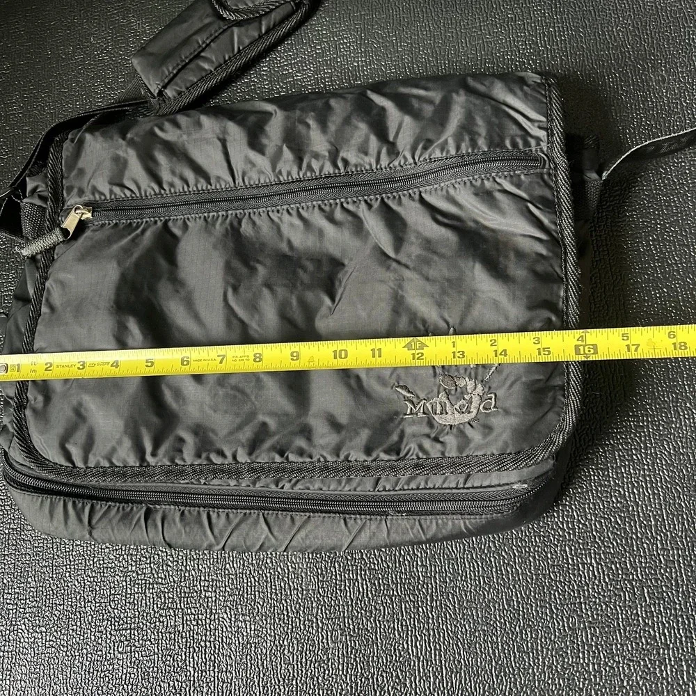 Vtg Mudd Black Ripstop Nylon Messenger Bag Y2K Crossbody Logo Utility School Bag